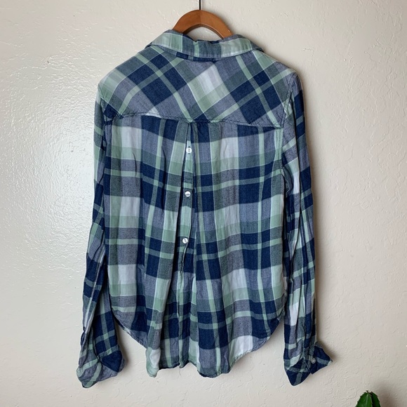 Cloth and stone plaid shirt blouse M - Picture 4 of 5